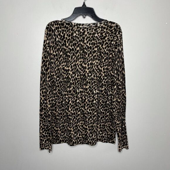 J CREW Womens Leopard-Print Teddie Lightweight Sweater EUC Brown Cotton Small S - Picture 5 of 8